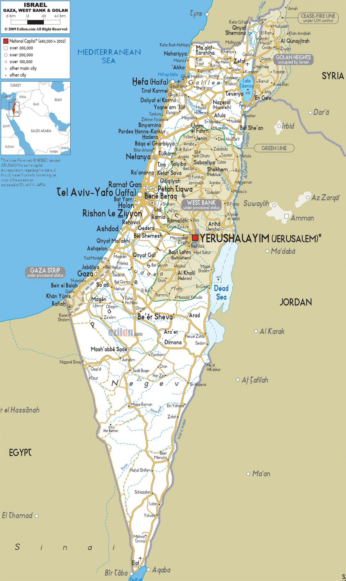 mapa de israel estradas