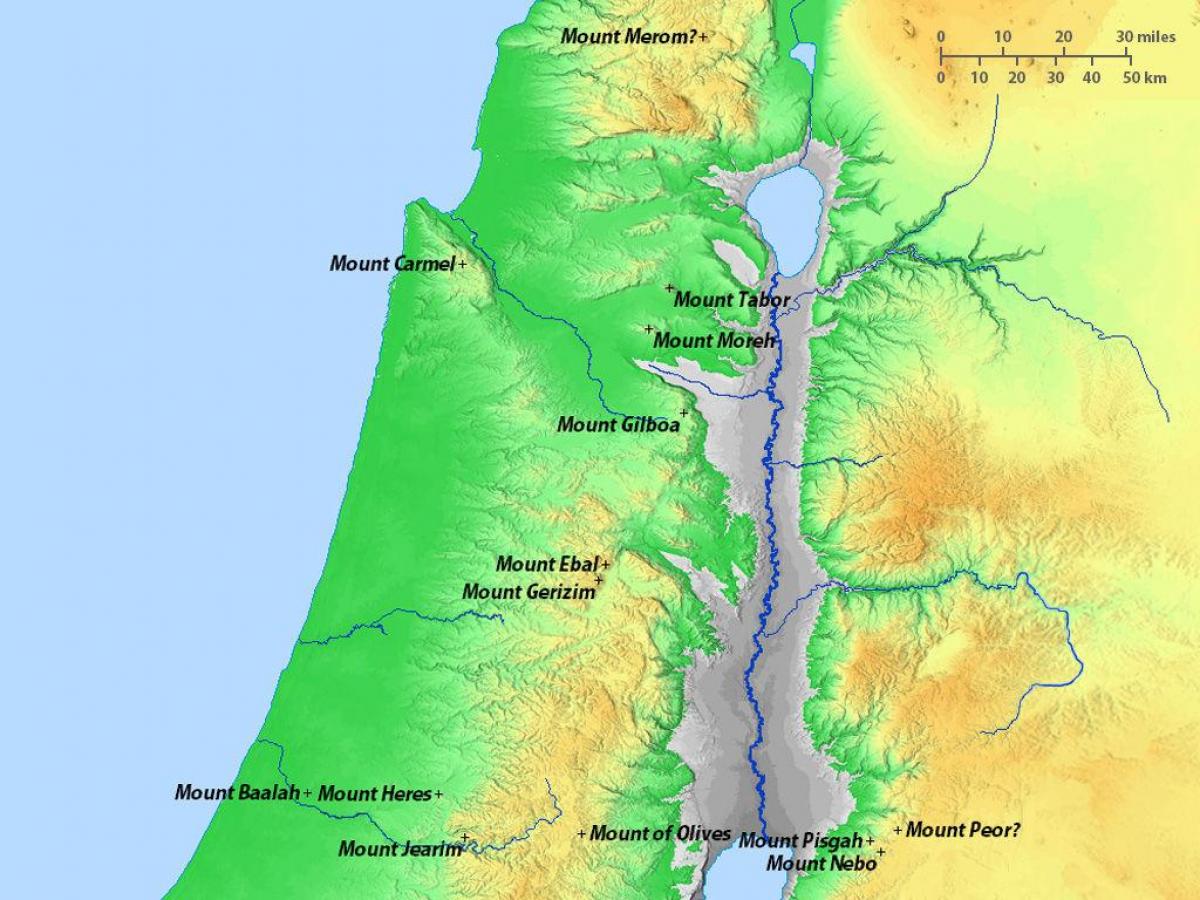 mapa de israel montañas
