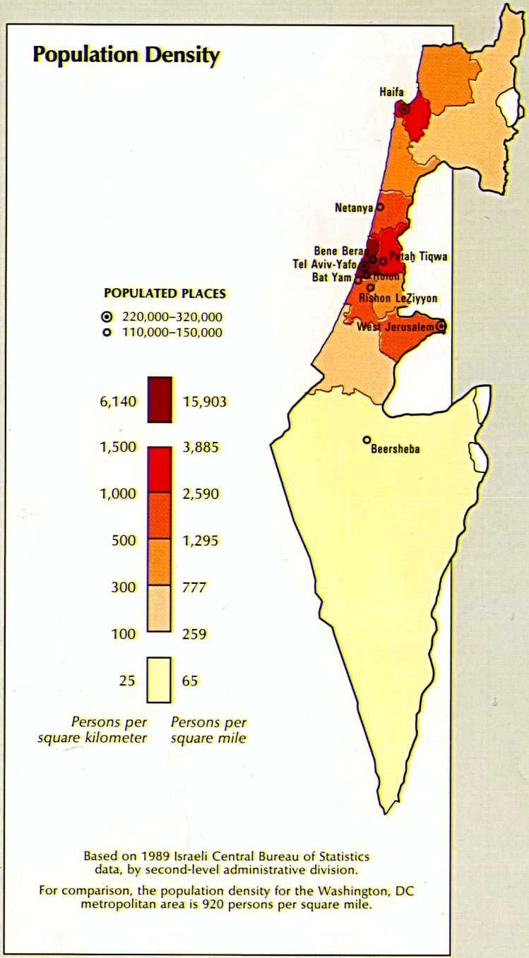 mapa de israel poboación