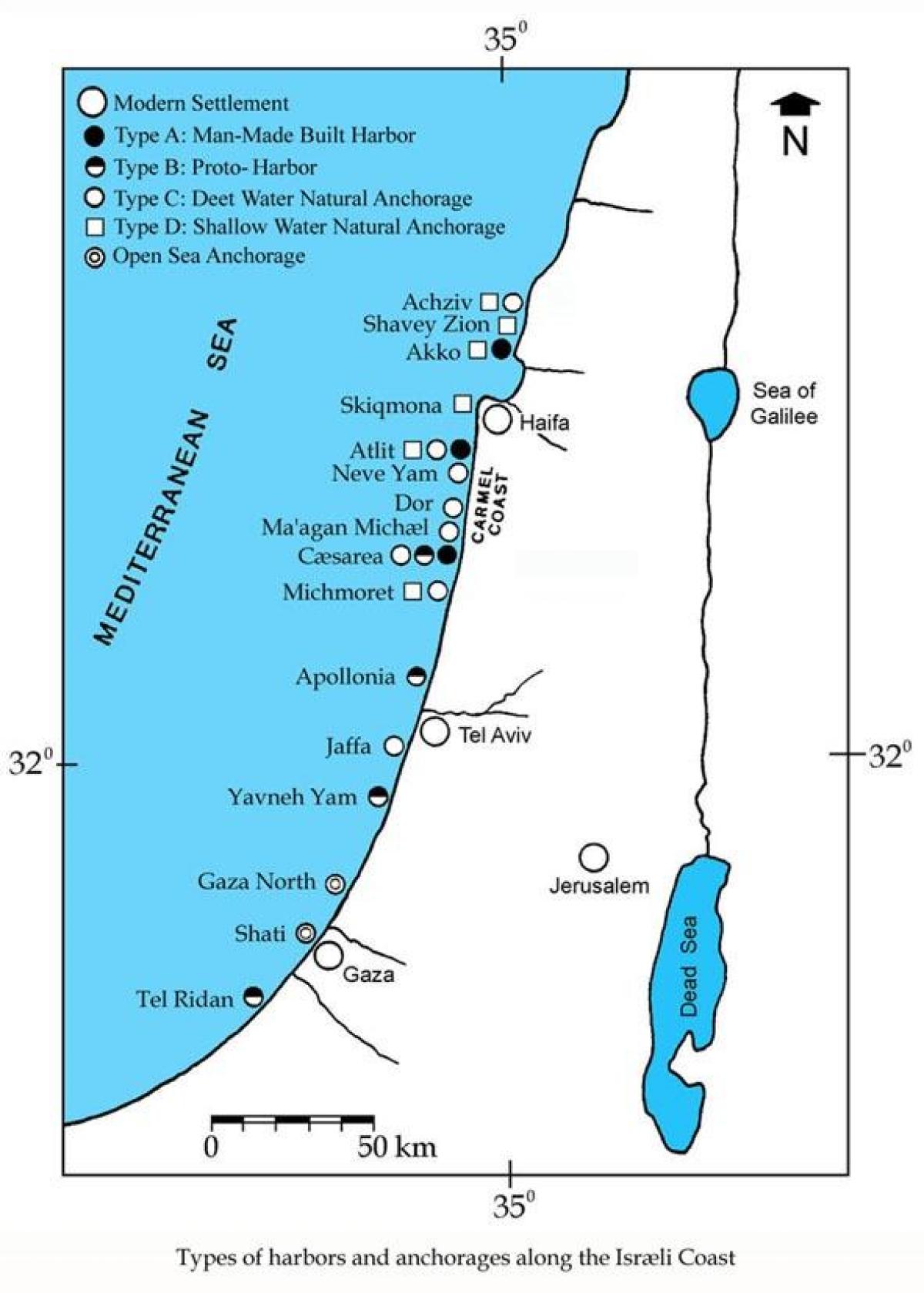 mapa de israel portos