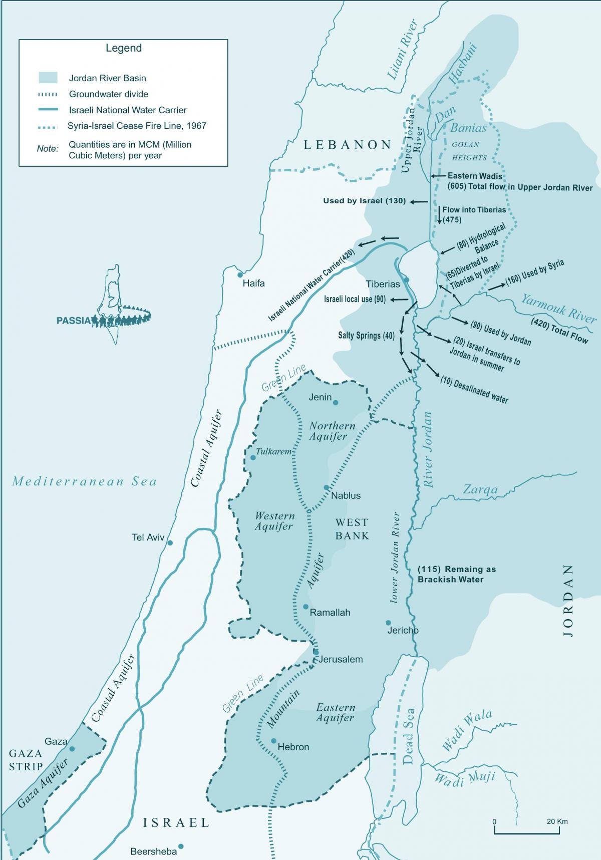 mapa de israel río