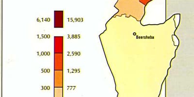 Mapa de israel poboación